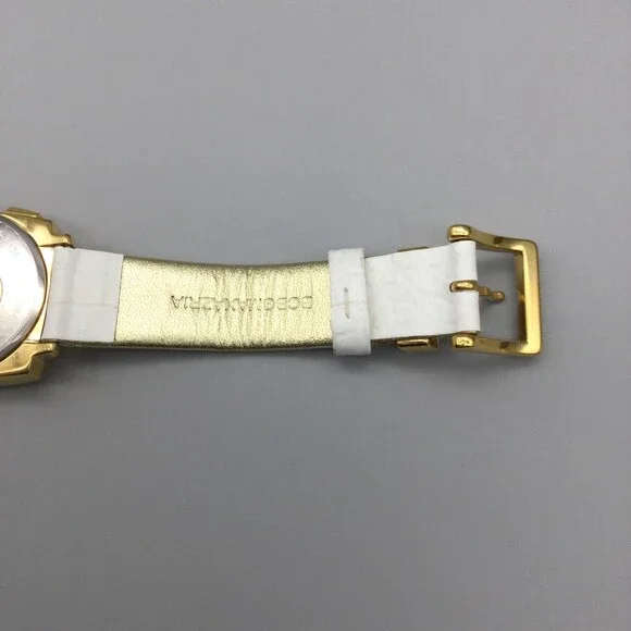 BCBGMAXAZRIA Watch Womens 29mm Gold Square MOP Chronograph Leather New Battery - Picture 10 of 14